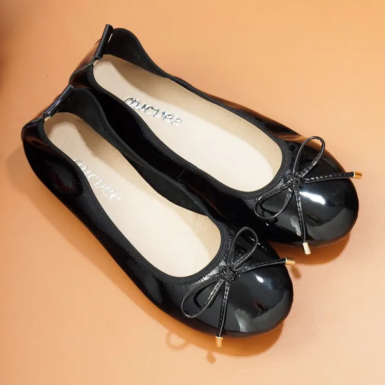 2024 Women Leather Breathable Ladies Comfortable Ballet Flats Driving Shoe Fashion Slip on Shallow Loafers Office Flat Boat Shoe