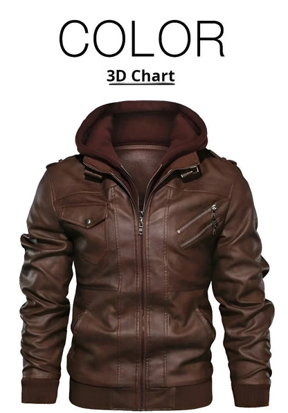 Men Leather Jacket Warm Autumn Winter Windbreaker Overcoat PU Biker Jacket Coat With Hood Fashion Casual Jacket Male Clothes