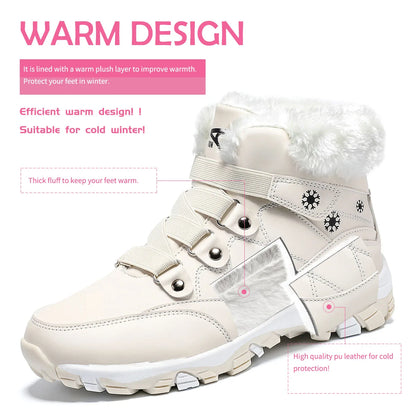 Womens Winter Boots Warm Fur Lined Snow Boots Comfortable Ankle Booties Outdoor Hiking Boots for Women