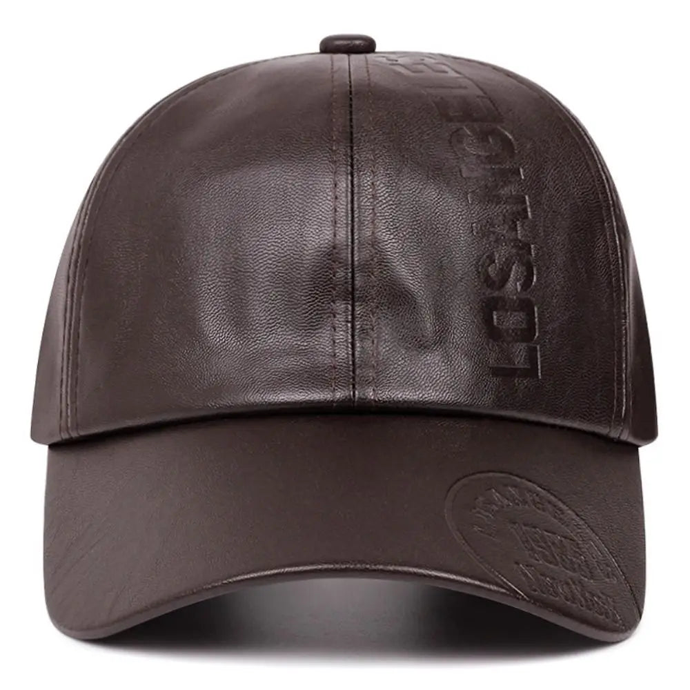 Adjustable Leather Baseball Cap Casual Wear PU Leather Men Vintage Hat Snapback Trucker Caps Sun Protection Hat Outdoor Travel