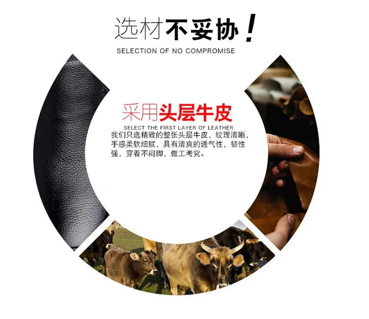 Genuine Leather Men Casual Shoes Luxury British Business Men Shoes Fashion Round Toe Lace Up Autumn Winter Old Man's Footwear