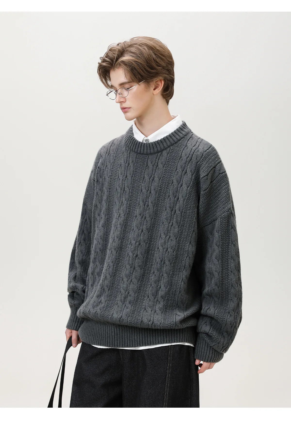 Men Winter Sweaters Men's Thick Twisted Flower Knitted Sweater Autumn Winter Round Neck Pullover Sweater Warm Top Women Sweater