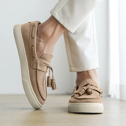 Suede Leather Handmade Loafers Leisure Walk Male Casual Shoes New Design Casual Slip on Flats Versatile Driving Shoes Moccasins