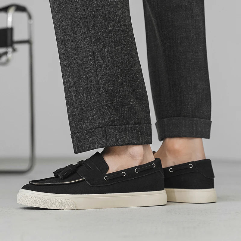 Suede Leather Handmade Loafers Leisure Walk Male Casual Shoes New Design Casual Slip on Flats Versatile Driving Shoes Moccasins