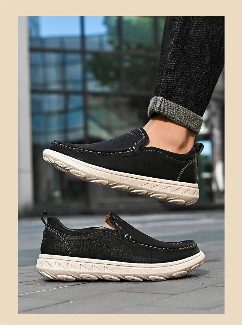 New Leather Men's Loafers Luxury Men Casual Shoes Fashion Lightweight Driving Shoes Breathable Men's Shoes Handmade Flat Shoes