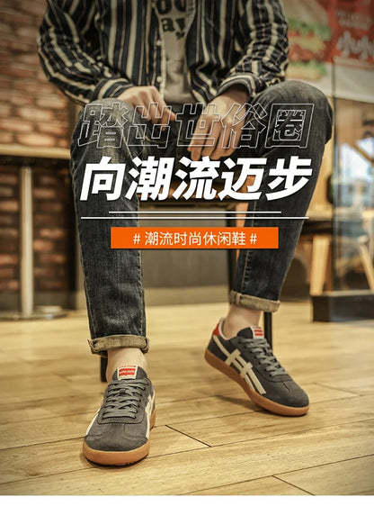 Genuine Leather Men Shoes Flat Casual Fashion Retro Training Shoes Outdoor Comfortable Athletics Sport Shoes Male Sneakers