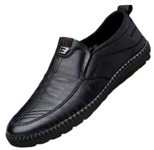 Leather Men Shoes Breathable Business Summer Slip on Loafers Man Casual Black Flats Driving Walking Shoes Moccasins