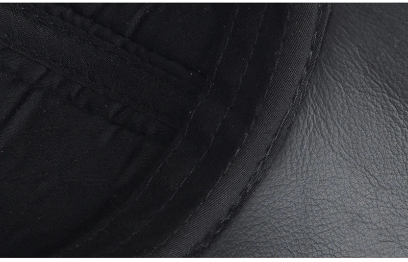 Men Real Cowhide Leather Earlap Caps Male Fall Winter 100% Real Cow Leather Hats New Casual Real Leather Outdoor Baseball Cap