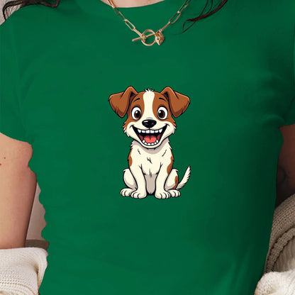 Cartoon Jack Russell Terrier women's fashion short t-shirt