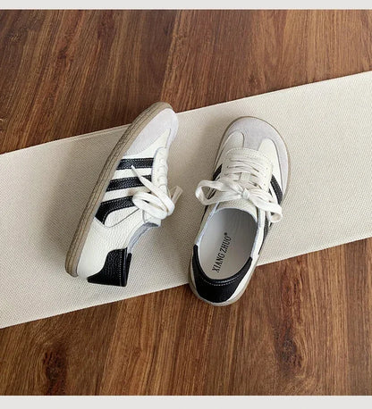 Leather cowhide German training shoes women's college style casual shoes 2025 new soft-soled casual flat-soled sports shoes