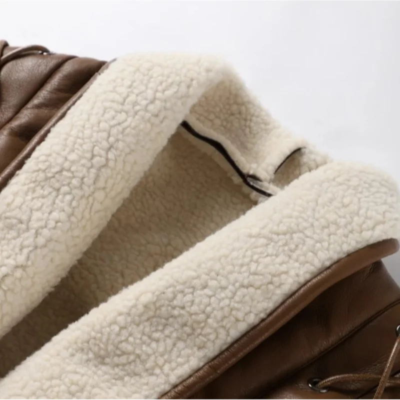 Leather Jackets Women's With Belt Fur Coat Streetwear Fashion Solid Outwear Woman Elegant Jackets Chaqueta De Cuero Para Mujer