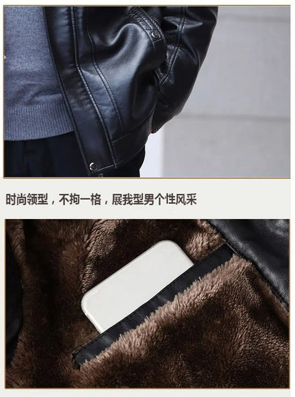 Natural Leather Jacket For Men Fur Thick Loose Plus Velvet Winter Black Leather Coats Male Sheepskin Coat Man With Fur Collar