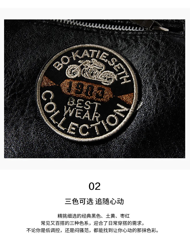 2025 Leather Jackets Men's Autumn Winter Fleece Motorcycle PU Leather Jackets Vintage Casual Stand Collar Windbreaker Slim Coats