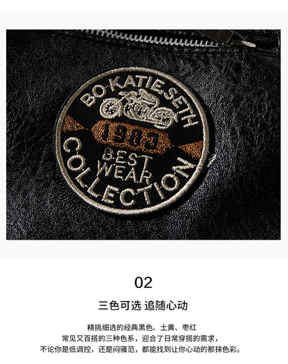 2025 Leather Jackets Men's Autumn Winter Fleece Motorcycle PU Leather Jackets Vintage Casual Stand Collar Windbreaker Slim Coats