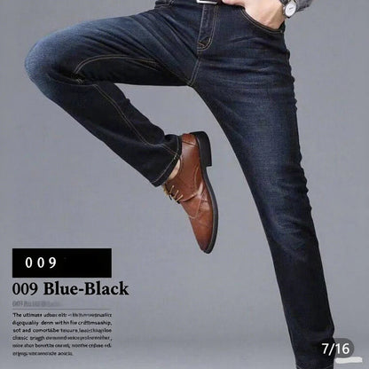 JEAN New Business Men's Jeans Casual Straight Stretch Fashion Classic Blue Black Work Denim Trousers Male Brand Clothing