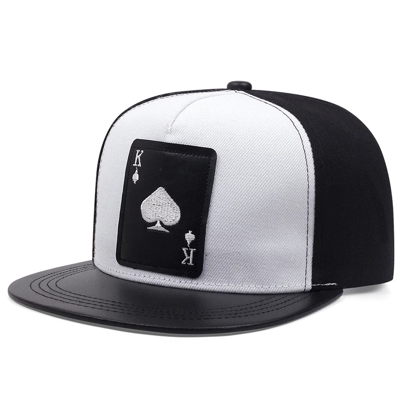 King Leather Playing Card Embroidered Baseball Caps Hip Hop Caps For Men Women Outdoor Sun Hat Unisex Adjustable Snapback Hats