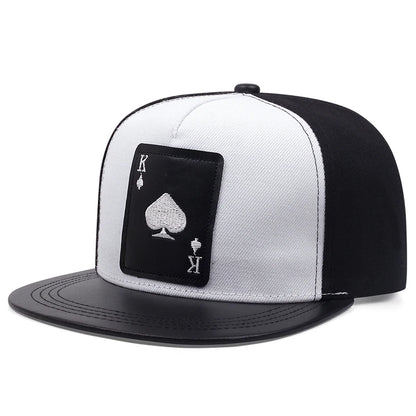 King Leather Playing Card Embroidered Baseball Caps Hip Hop Caps For Men Women Outdoor Sun Hat Unisex Adjustable Snapback Hats