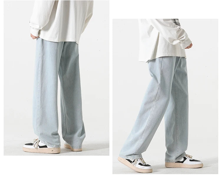 Jeans men's spring and summer 2025 new style trend straight versatile casual pants loose wide-leg mopping trousers