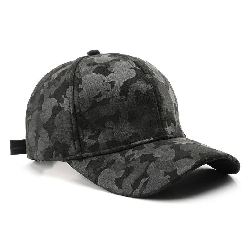 Leather Suede PU Camouflage Baseball Cap Men and Women Autumn Winter Hip Hop Adjustable Outdoor Snapback Hat