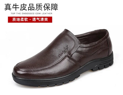 Genuine Leather Men Casual Shoes Luxury British Business Men Shoes Fashion Round Toe Lace Up Autumn Winter Old Man's Footwear