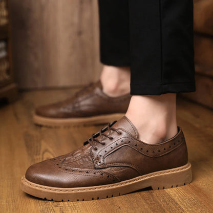 Leather Shoes for Men Luxury High Quality Brogue Shoes comfortable Soft Sole Men's Casual Shoes Lace Up Men Business Dress Shoe