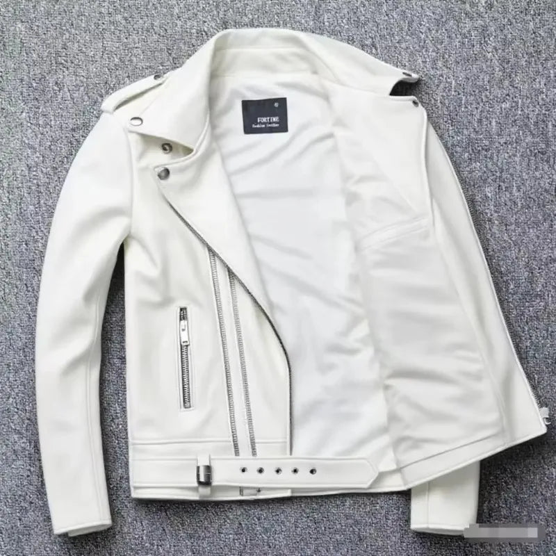 Men's Leather Jacket Fashionable Casual Coat Motorcycle Style Regular Cut Chinese Brand Stock AE New Autumn Winter Collection