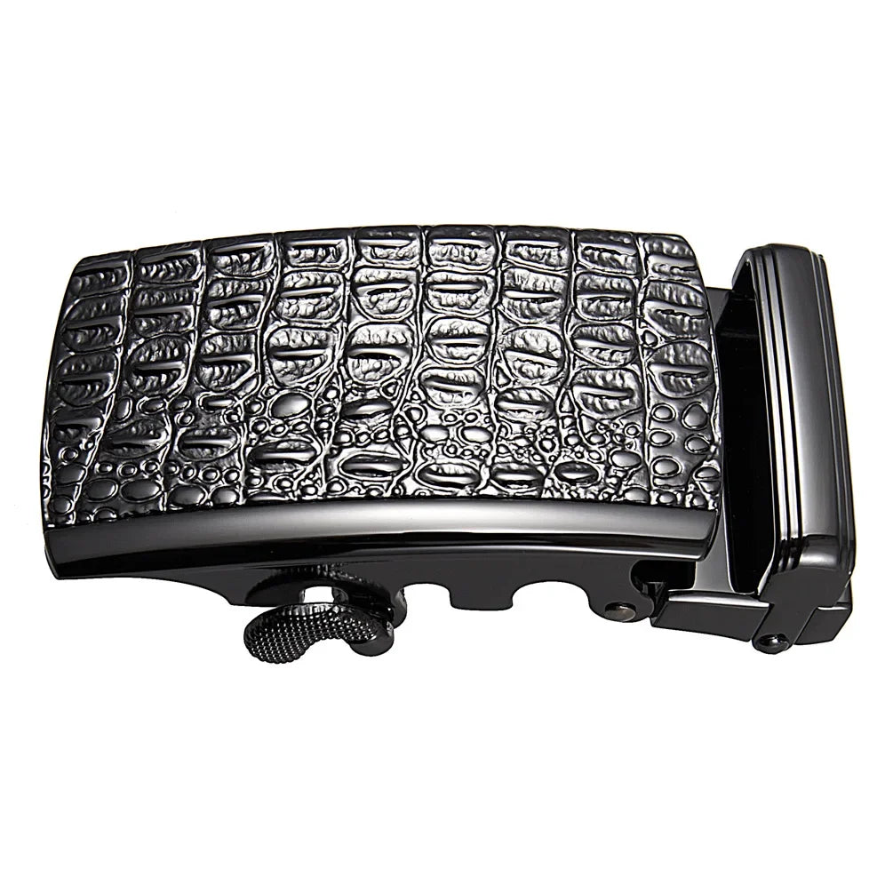 Men's Belt Buckle Accessories Business Ratchet Automatic Alloy Metal Buckle For 3.5cm Width Leather Belt Strap No Holes