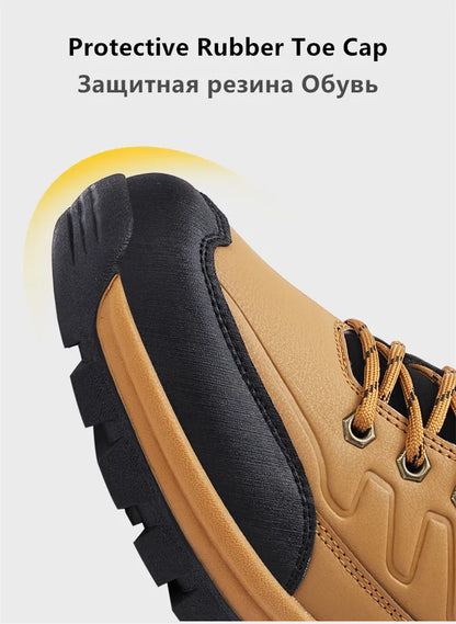 New Leather Men Shoes Outdoors Non-Slip Men's Hiking Shoes Lace-Up Waterproof Men Sneakers Fashion Comfortable Walking Shoes