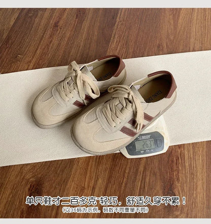 Leather cowhide German training shoes women's college style casual shoes 2025 new soft-soled casual flat-soled sports shoes