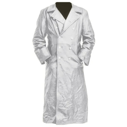 Men Faux Leather Coats Pu Long Coat Splice Double Breasted Turn Down Collar Slim Fit Thick Casual Jackets Autumn Winter