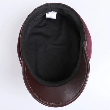 BOONJOVIA 100% Genuine Suede Leather Unisex Classic British Flat Top Cap-Military Army Style Sailo Hat-Breton Fiddler Hat