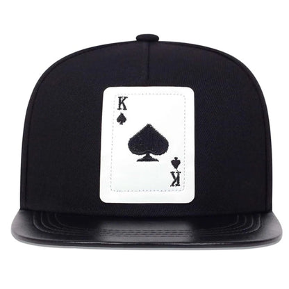 King Leather Playing Card Embroidered Baseball Caps Hip Hop Caps For Men Women Outdoor Sun Hat Unisex Adjustable Snapback Hats