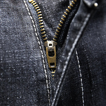 Jeans Men Long Pants Denim Pant Straight Trousers Zipper High Waist Simple Splice Casual Regular Slim Fit Sheath Autumn Winter