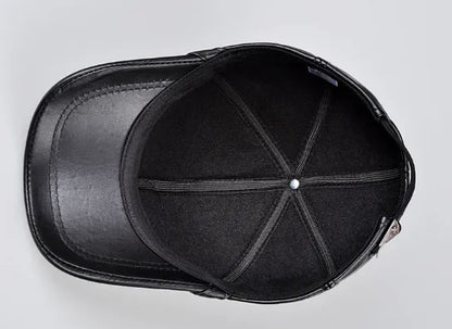 New Men Real Leather Baseball Caps Sheepskin Casual  Men Youth Duck Tongue Warm Hats Hip Pop Bonnet Femme