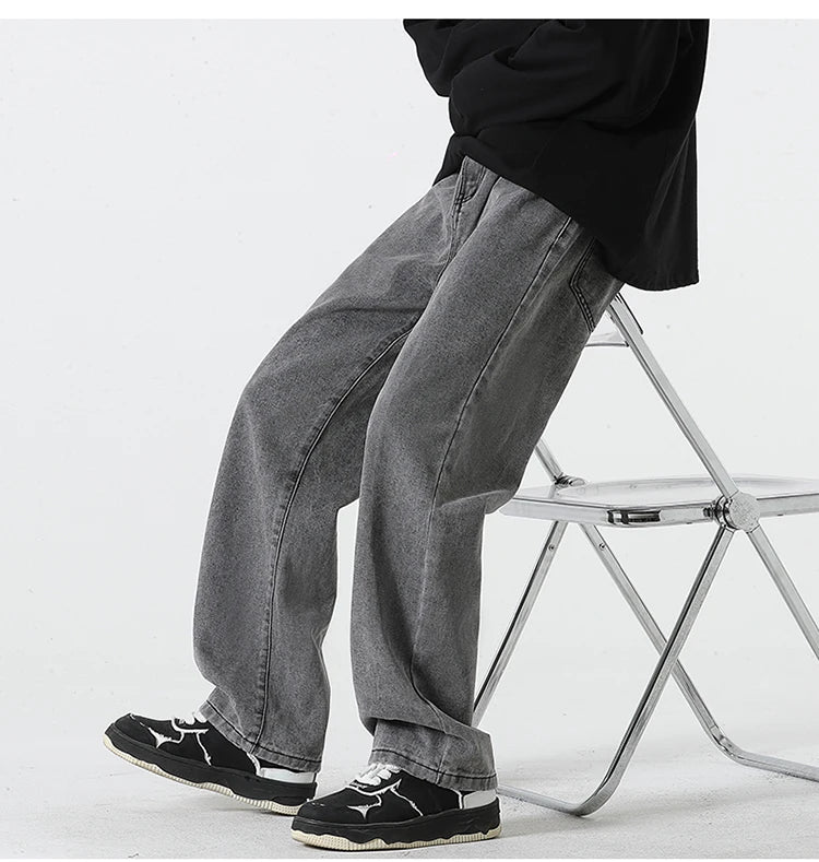 Jeans men's spring and summer 2025 new style trend straight versatile casual pants loose wide-leg mopping trousers