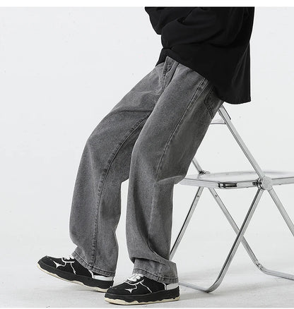 Jeans men's spring and summer 2025 new style trend straight versatile casual pants loose wide-leg mopping trousers