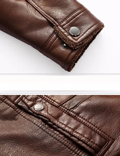Leather Jacket Men Coats 2024 Brand High Quality PU Outerwear Men Business Winter Faux Fur Male Jacket Fleece