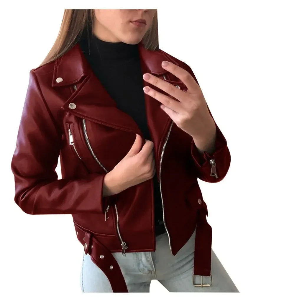 Women's Leather Coat Women Short Slim-Fit New Biker's Leather Jacket Winter Autumn Leather Jackets Coats