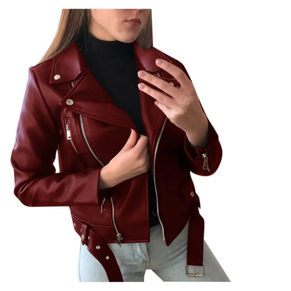 Women's Leather Coat Women Short Slim-Fit New Biker's Leather Jacket Winter Autumn Leather Jackets Coats