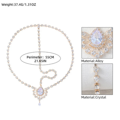 Wedding Hair Accessories For Women Bride Indian Jewelry Gift Boho Crystal Drop Forehead Head Chain Headwear Headpiece Rhinestone