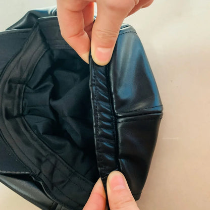 Kids Boys Girls PU Leather Hat 2024 New Arrival Children Princess Retro Beret Cap British Style Plaid Striped Cap Steetwear Hat