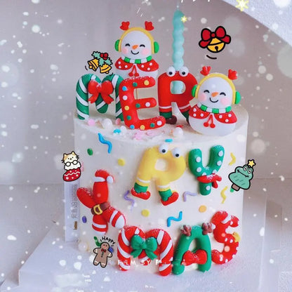 2026 New Merry Christmas Cake Toppers Cartoon Santa Claus DIY Resin Kids Xmas Party Cake Topper Gift Birthday Dessert Decoration