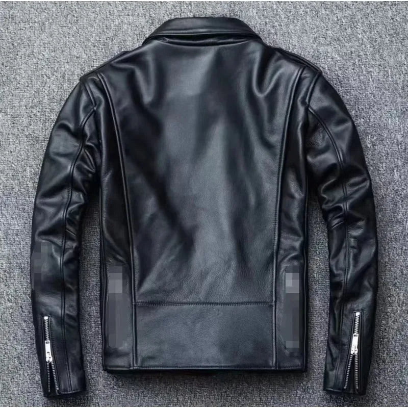 Men's Leather Jacket Fashionable Casual Coat Motorcycle Style Regular Cut Chinese Brand Stock AE New Autumn Winter Collection