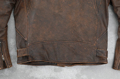 Cowhide Leather Coat Men's Retro Distressed Motorcycle Cycling Clothing Trendy Youth LapeSpring and Autumn Coat