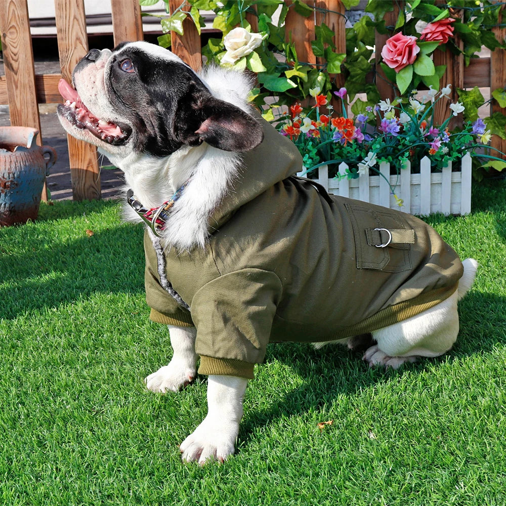 Cool Dog Leather Jacket Coat Warm Winter Pet Clothing Outfit French Bulldog Clothes Coats for Small Medium Dogs