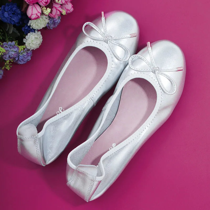 2024 Women Leather Breathable Ladies Comfortable Ballet Flats Driving Shoe Fashion Slip on Shallow Loafers Office Flat Boat Shoe