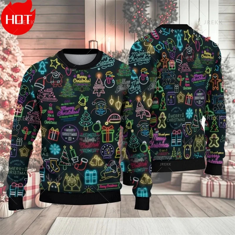 Merry Christmas 3D Printed Sweatshirts Santa Claus Graphic Christmas Sweater Men Fashion Ugly Christmas Sweater New In Sweaters