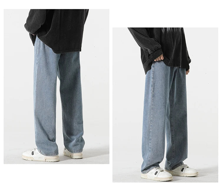 Jeans men's spring and summer 2025 new style trend straight versatile casual pants loose wide-leg mopping trousers