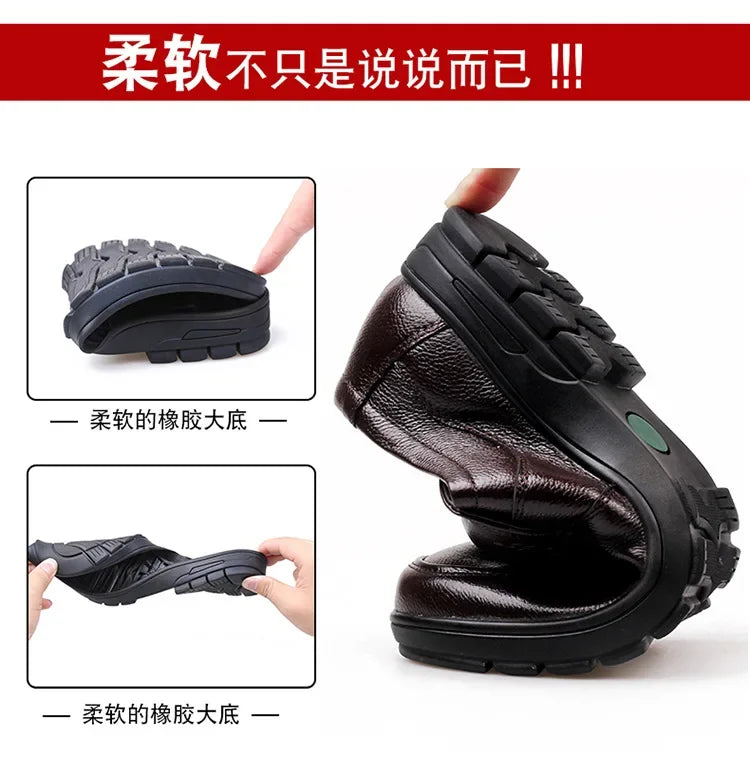 Genuine Leather Men Casual Shoes Luxury British Business Men Shoes Fashion Round Toe Lace Up Autumn Winter Old Man's Footwear
