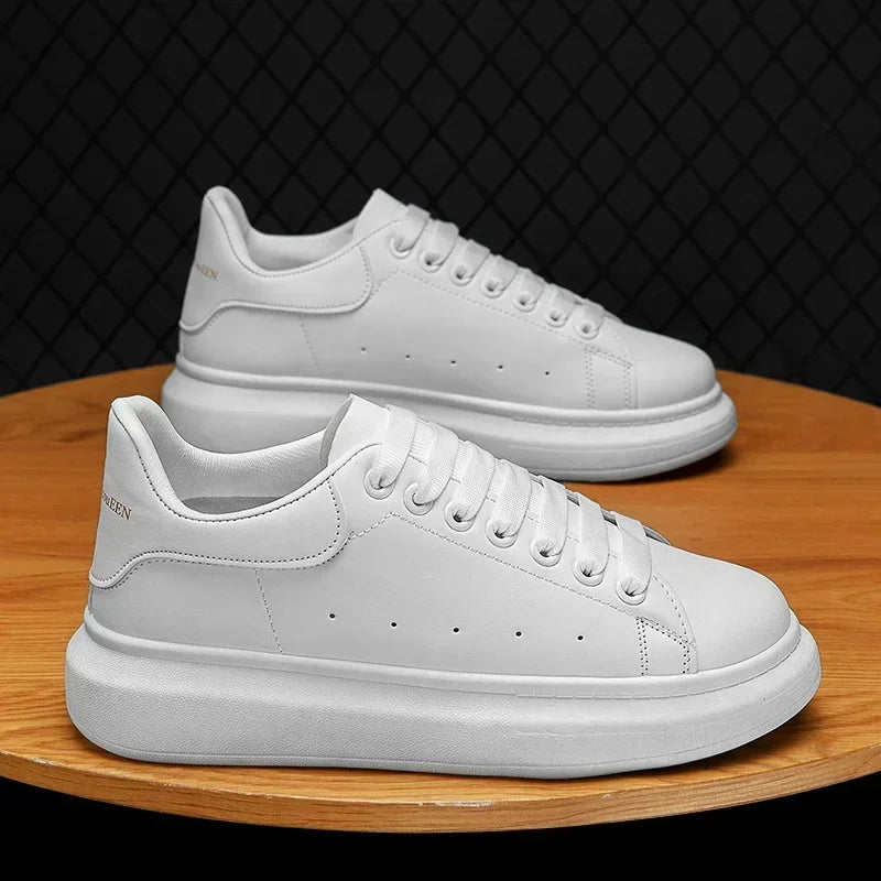 White Leather Men Casual Shoes Platform Outdoor Mens Walking Running Sneakers Breathable Board Shoes Women Tennis Sport Shoes